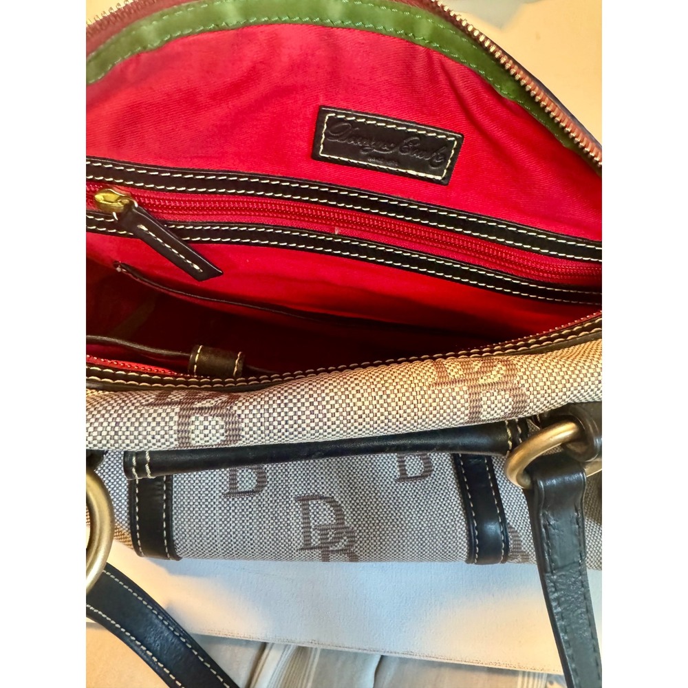 Vintage Dooney & Bourke DB Monogram Satchel Y2K Tassels Canvas Leather Bag - Picture 12 of 13